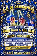 Flyer van De Osseköpkes voor het af en op op 28 november